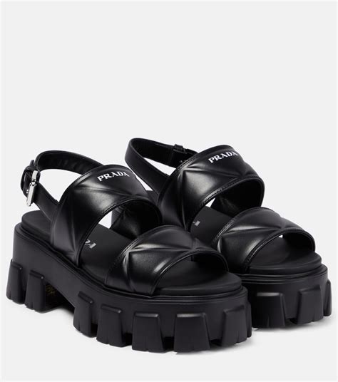 prada black sandals heels|designer prada flat sandals.